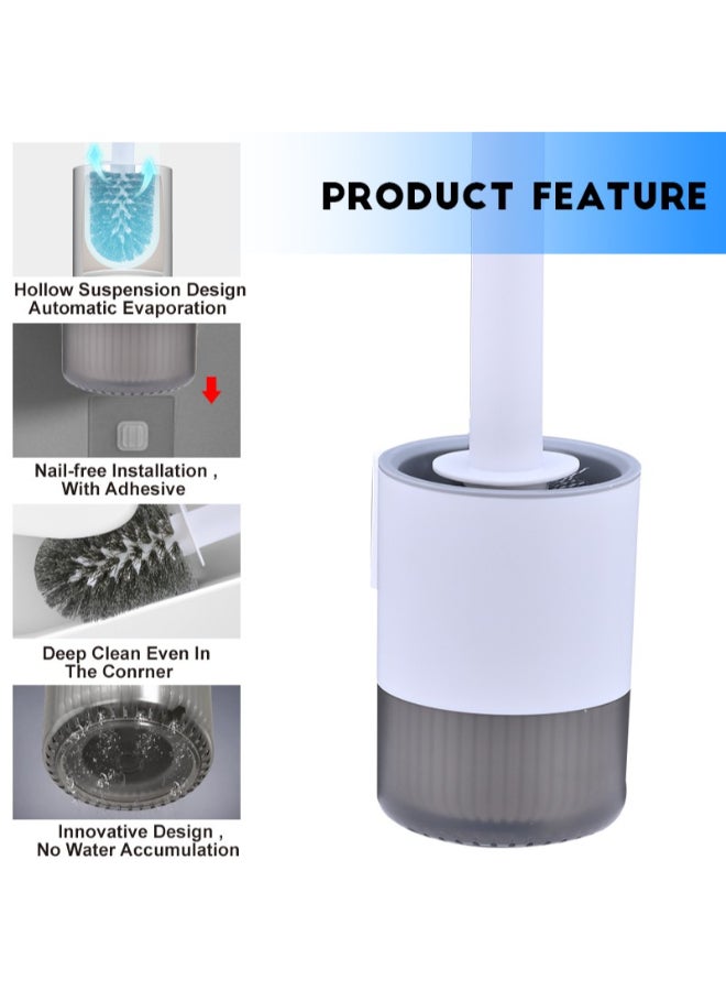 PAACHU Toilet Brush and Holder Set, Bathroom Toilet Brush Wall-Mounted or Freestanding Toilet Cleaner Brush, Splash-Proof & Rust-Free Deep Cleaning Brush Set - Image 2